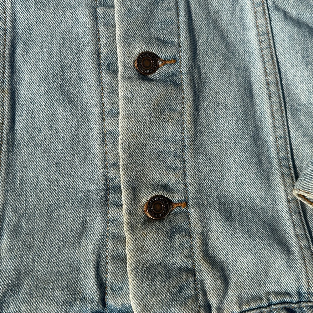 VINTAGE 80s Levi's Denim Jean Jacket Harley-Davidson Patched Made in USA Size L - Picture 9 of 9